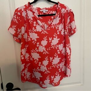 41 Hawthorn Red and Pink Floral Blouse